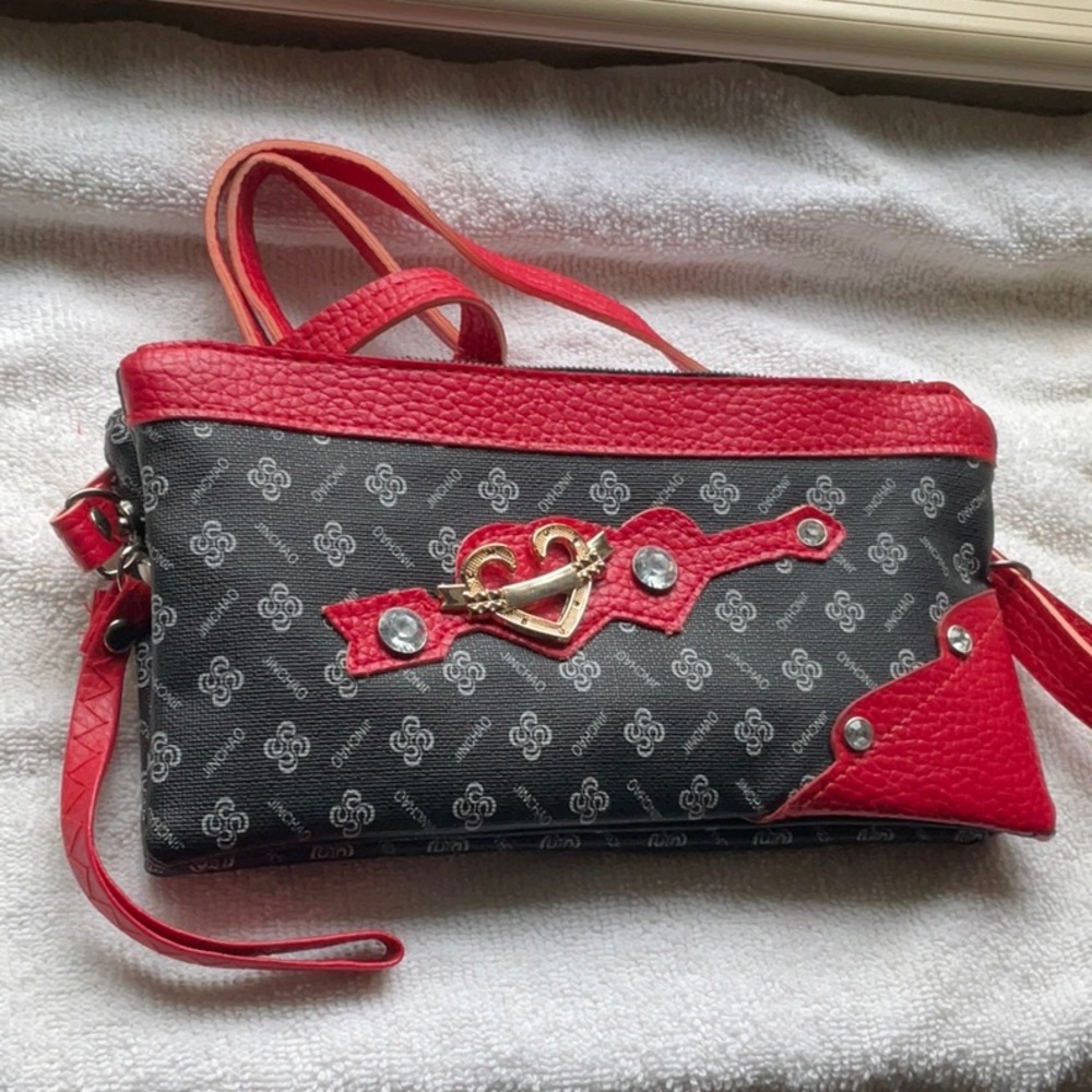 ⚫️New Jinchao By Jingpin Women’s Crossover/Wristlet/ Clutch, Purse, Red & Black